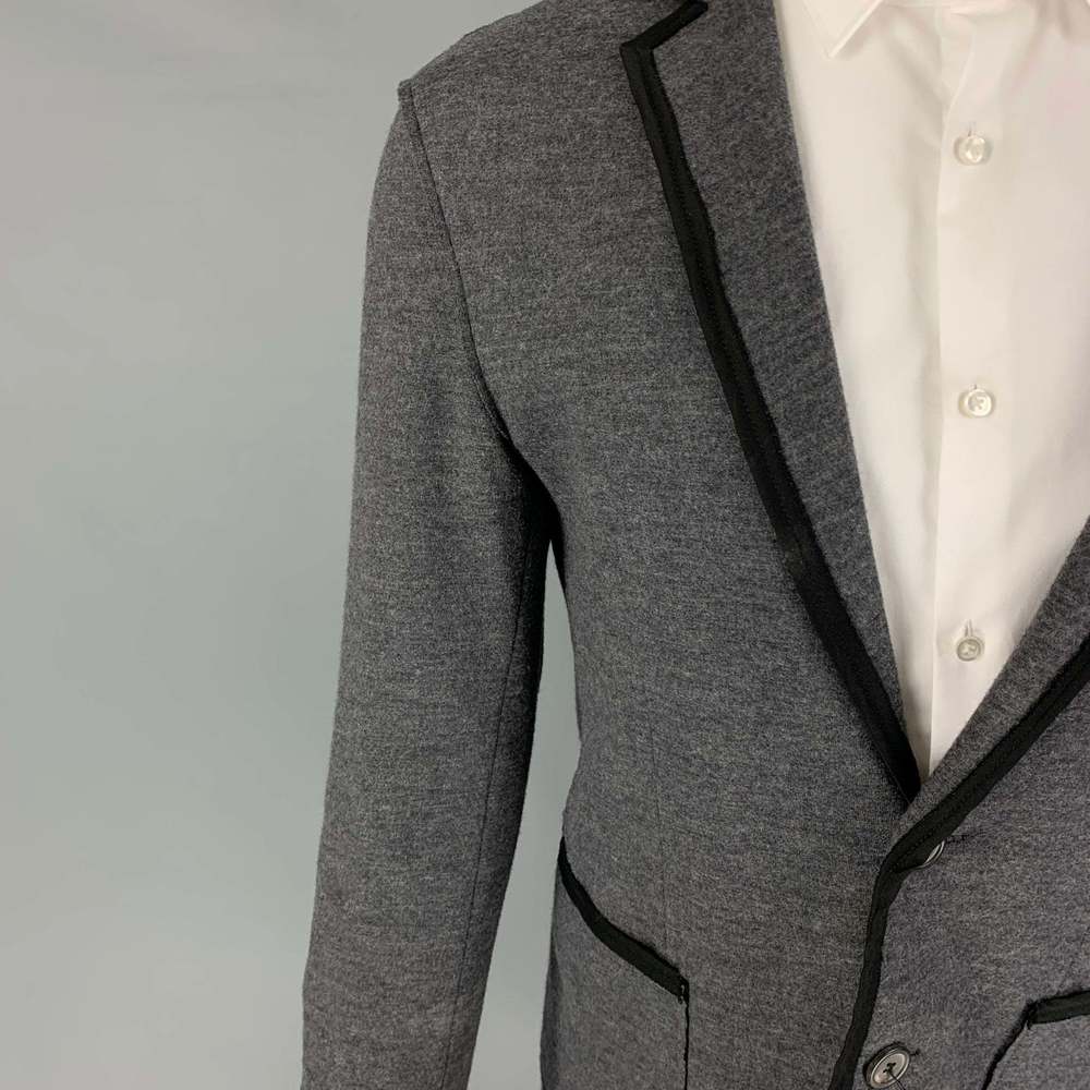 LANVIN Dark Gray Black Heather Wool Blend Notch Lapel Sport Coat - Picture 2 of 8